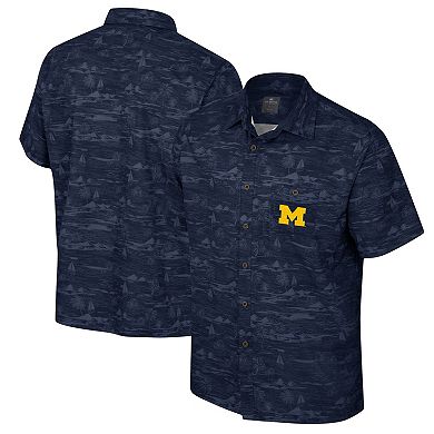 Men's Colosseum Navy Michigan Wolverines Ozark Button-Up Shirt