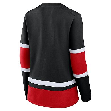 Women's Fanatics Branded  Black/Red Chicago Blackhawks Top Speed Lace-Up Pullover Sweatshirt