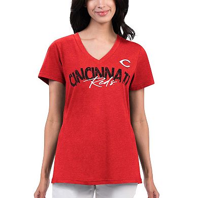 Women's G-III 4Her by Carl Banks Red Cincinnati Reds Key Move V-Neck T-Shirt
