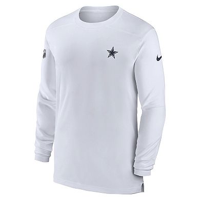 Men's Nike White Dallas Cowboys Sideline Coach Performance Long Sleeve T-Shirt