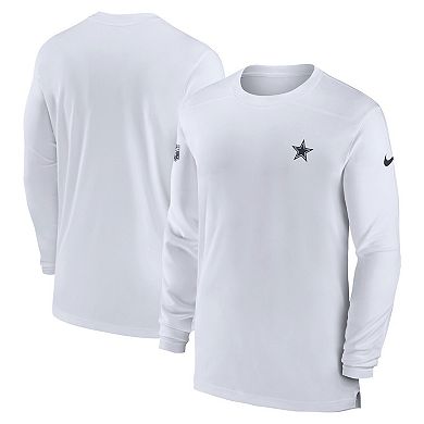 Men's Nike White Dallas Cowboys Sideline Coach Performance Long Sleeve T-Shirt