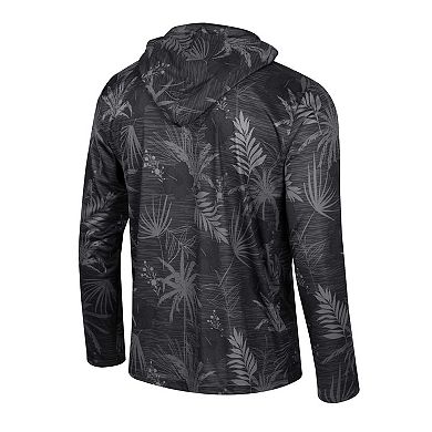Men's Colosseum Black Vanderbilt Commodores Palms Printed Lightweight Quarter-Zip Hooded Top