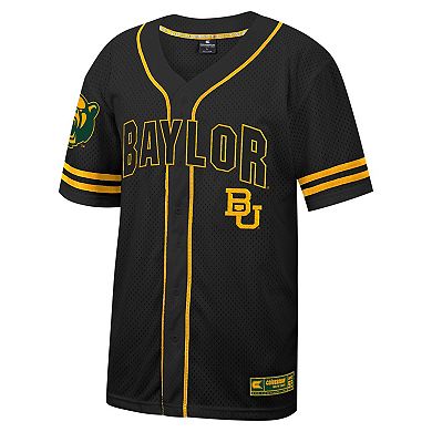 Men's Colosseum Black Baylor Bears Free Spirited Mesh Button-Up Baseball Jersey
