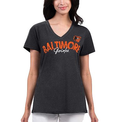 Women's G-III 4Her by Carl Banks Black Baltimore Orioles Key Move V-Neck T-Shirt