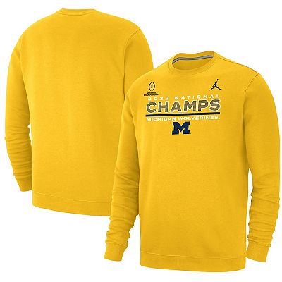 Men s Jordan Brand Maize Michigan Wolverines College Football Playoff 2023 National Champions Club Fleece Pullover Sweatshirt