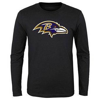 Youth Black Baltimore Ravens Primary Logo Long Sleeve T-Shirt
