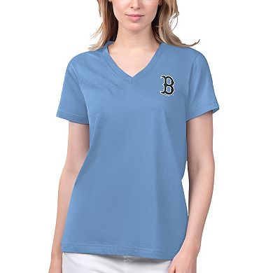 Women's Margaritaville Light Blue Boston Red Sox Game Time V-Neck T-Shirt