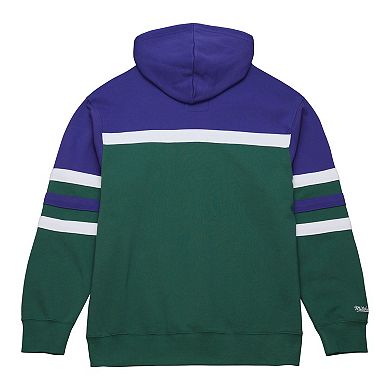 Men's Mitchell & Ness Green/Purple Milwaukee Bucks Head Coach Pullover Hoodie