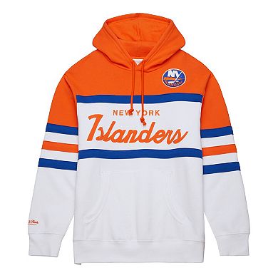 Men's Mitchell & Ness White/Orange New York Islanders Head Coach Pullover Hoodie