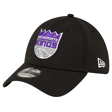 Men's New Era Black Sacramento Kings Logo 39THIRTY Flex Hat