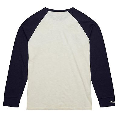 Men's Mitchell & Ness Cream Seattle Kraken Legendary Slub Vintage Raglan Long Sleeve T-Shirt