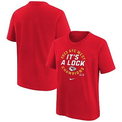Youth Nike  Red Kansas City Chiefs 2023 AFC West Division Champions Locker Room Trophy Collection T-Shirt