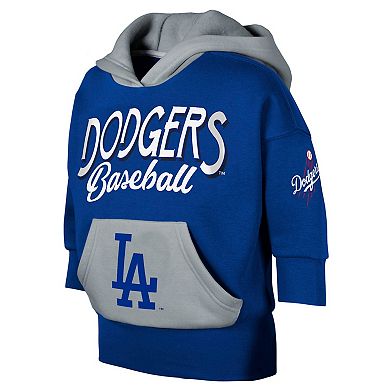 Youth Royal Los Angeles Dodgers Team Practice 3/4-Sleeve Pullover Hoodie