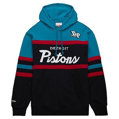 Men's Mitchell & Ness Black/Teal Detroit Pistons Head Coach Pullover Hoodie