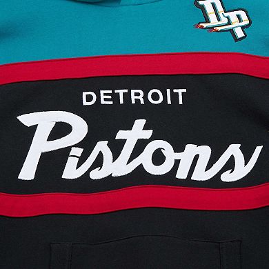 Men's Mitchell & Ness Black/Teal Detroit Pistons Head Coach Pullover Hoodie