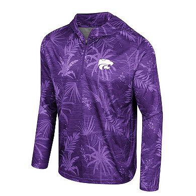 Men's Colosseum Purple Kansas State Wildcats Palms Printed Lightweight Quarter-Zip Hooded Top