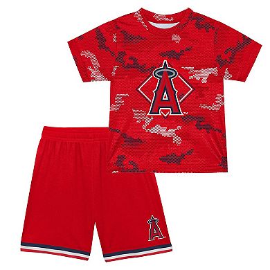 Toddler Fanatics Branded Red Los Angeles Angels Field Ball T-Shirt & Shorts Set