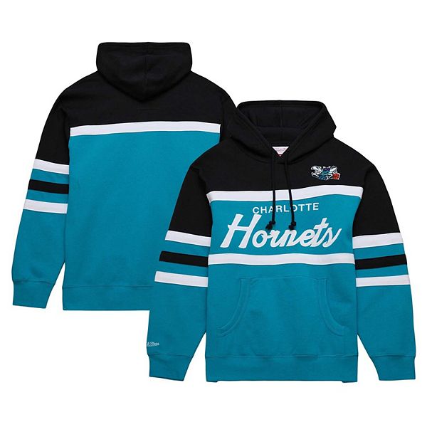 Men's Mitchell & Ness Teal/Black Charlotte Hornets Head Coach Pullover ...