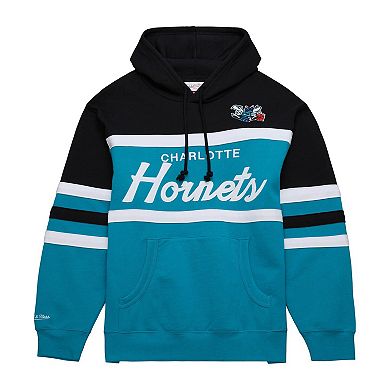 Men's Mitchell & Ness Teal/Black Charlotte Hornets Head Coach Pullover Hoodie