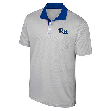 Men's Colosseum Gray Pitt Panthers Tuck Striped Polo