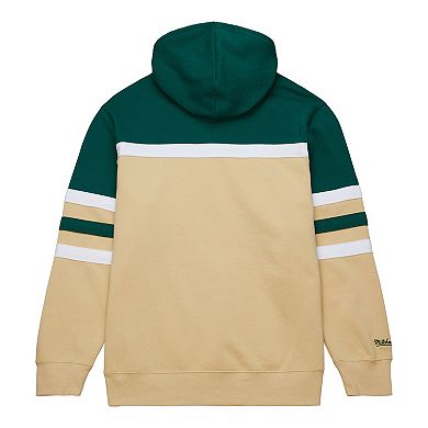 Men's Mitchell & Ness Cream/Green Minnesota Wild Head Coach Pullover Hoodie