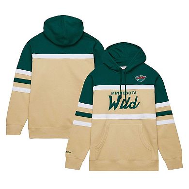 Men's Mitchell & Ness Cream/Green Minnesota Wild Head Coach Pullover Hoodie