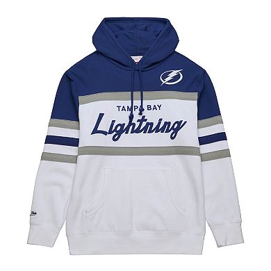 Men's Mitchell & Ness White/Blue Tampa Bay Lightning Head Coach Pullover Hoodie