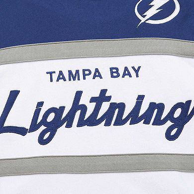 Men's Mitchell & Ness White/Blue Tampa Bay Lightning Head Coach Pullover Hoodie