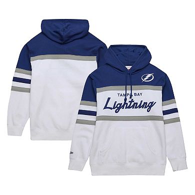 Men's Mitchell & Ness White/Blue Tampa Bay Lightning Head Coach Pullover Hoodie