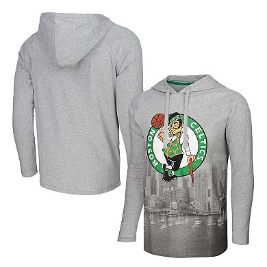 Men's Stadium Essentials Heather Gray Boston Celtics Atrium Raglan Long Sleeve Hoodie T-Shirt
