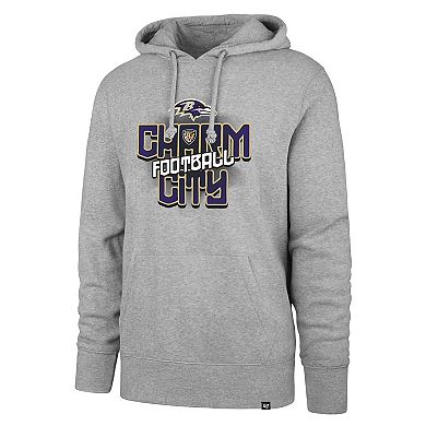 Men's '47 Gray Baltimore Ravens Regional Headline Pullover Hoodie