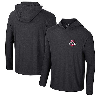 Men's Colosseum Black Ohio State Buckeyes Cloud Jersey Raglan Long Sleeve Hoodie T-Shirt