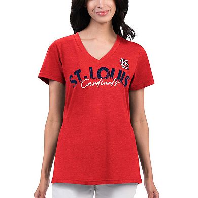 Women's G-III 4Her by Carl Banks Red St. Louis Cardinals Key Move V-Neck T-Shirt