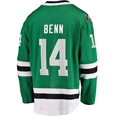 Men's Fanatics Jamie Benn Kelly Green Dallas Stars Captain Patch Home Breakaway Jersey