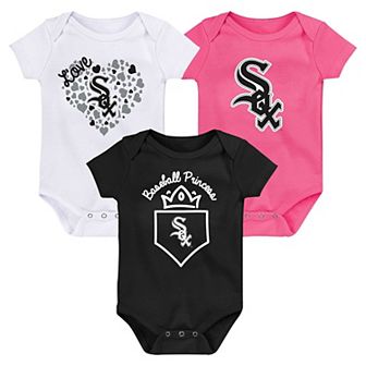 Infant Fanatics Branded Black/White/Pink Chicago White Sox Three-Pack Home Run Bodysuit Set