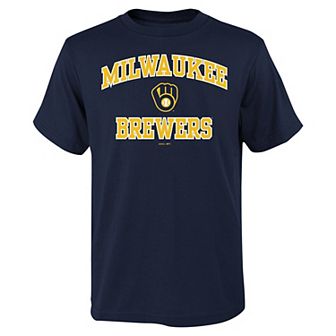 Youth Navy Milwaukee Brewers Heart & Soul T-Shirt