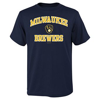 Youth Navy Milwaukee Brewers Heart & Soul T-Shirt