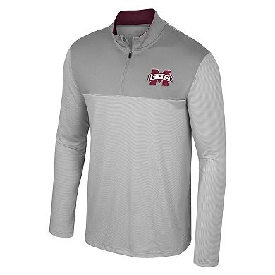 Men's Colosseum Gray Mississippi State Bulldogs Tuck Quarter-Zip Top