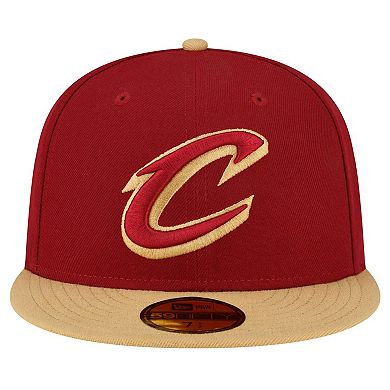 Men's New Era Wine/Gold Cleveland Cavaliers 2-Tone 59FIFTY Fitted Hat