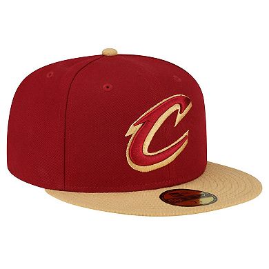 Men's New Era Wine/Gold Cleveland Cavaliers 2-Tone 59FIFTY Fitted Hat