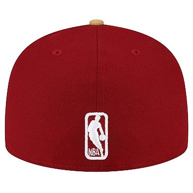 Men's New Era Wine/Gold Cleveland Cavaliers 2-Tone 59FIFTY Fitted Hat