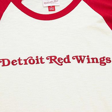 Men's Mitchell & Ness Cream Detroit Red Wings Legendary Slub Vintage Raglan Long Sleeve T-Shirt