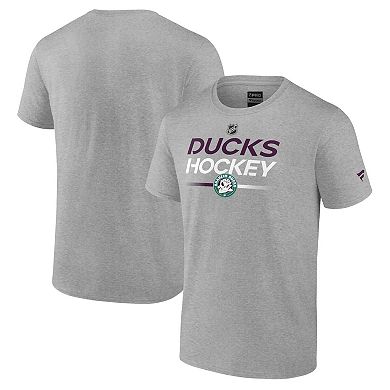 Men's Fanatics Branded Heather Gray Anaheim Ducks Authentic Pro Wordmark Alternate Logo T-Shirt