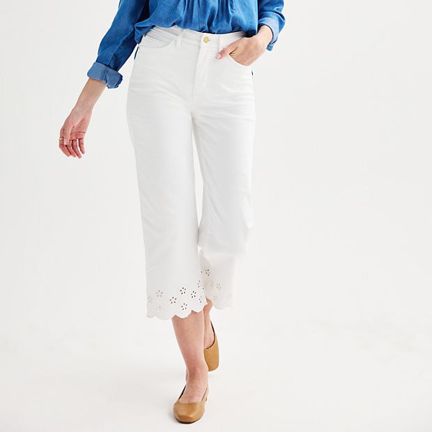 Women's Croft & Barrow® Straight Eyelet Hem Crop Pants