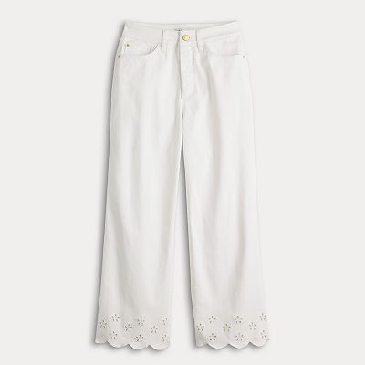 Women's Croft & Barrow® Straight Eyelet Hem Crop Pants