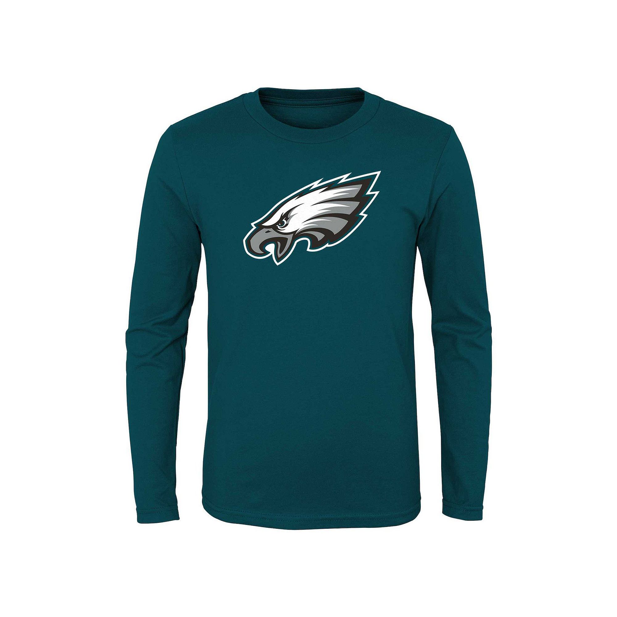 Youth Midnight Green Philadelphia Eagles Primary Logo Long Sleeve T-Shirt, 