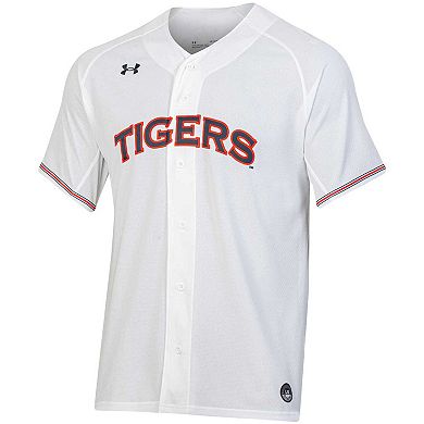 Men's Under Armour White Auburn Tigers Softball Button-Up V-Neck Jersey