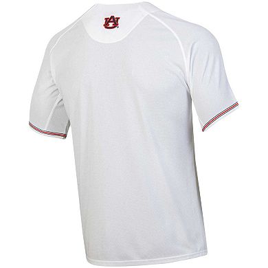 Men's Under Armour White Auburn Tigers Softball Button-Up V-Neck Jersey