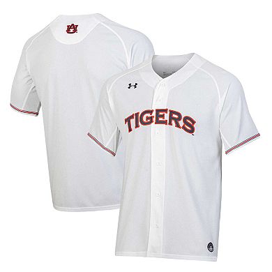 Men's Under Armour White Auburn Tigers Softball Button-Up V-Neck Jersey