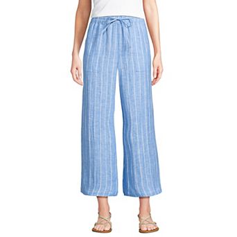 Petite Lands' End High Rise Drawstring Wide Leg Crop Pants